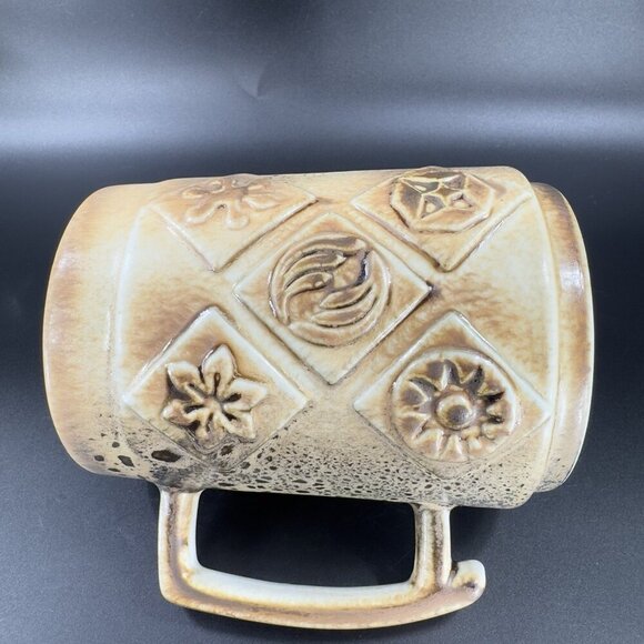 Vintage Israel Jerusalem Pottery Ceramic Coffee Cup Mug Large Mug Brown Textured - Picture 11 of 14